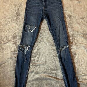 Hollister Dark Blue Distressed Skinny Jeans